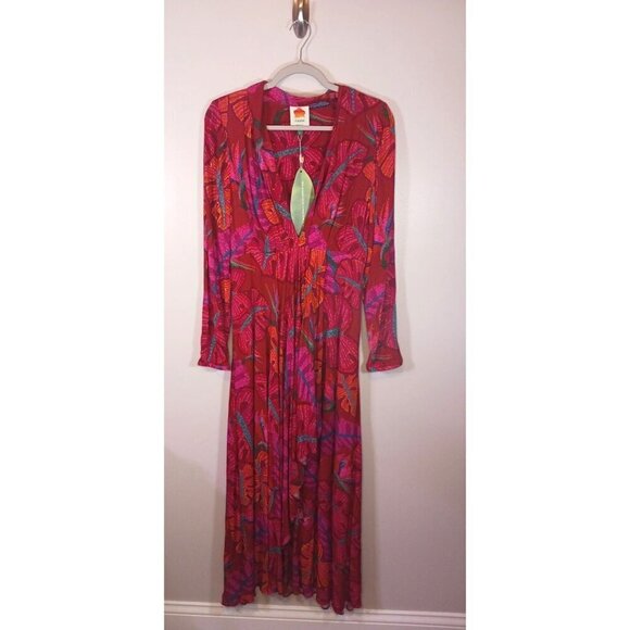 Farm‎ Rio Boho Maxi Tropical Floral Vacation Hawaiin Women's Dress Size S NWT - Picture 1 of 5